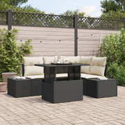 Tuinset polyrattan 5-delig zwart crème