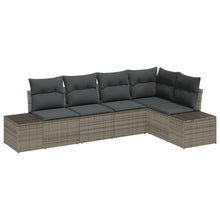 5-Delige Tuin Sofa Set Met Kussens Grijs Poly Rattan