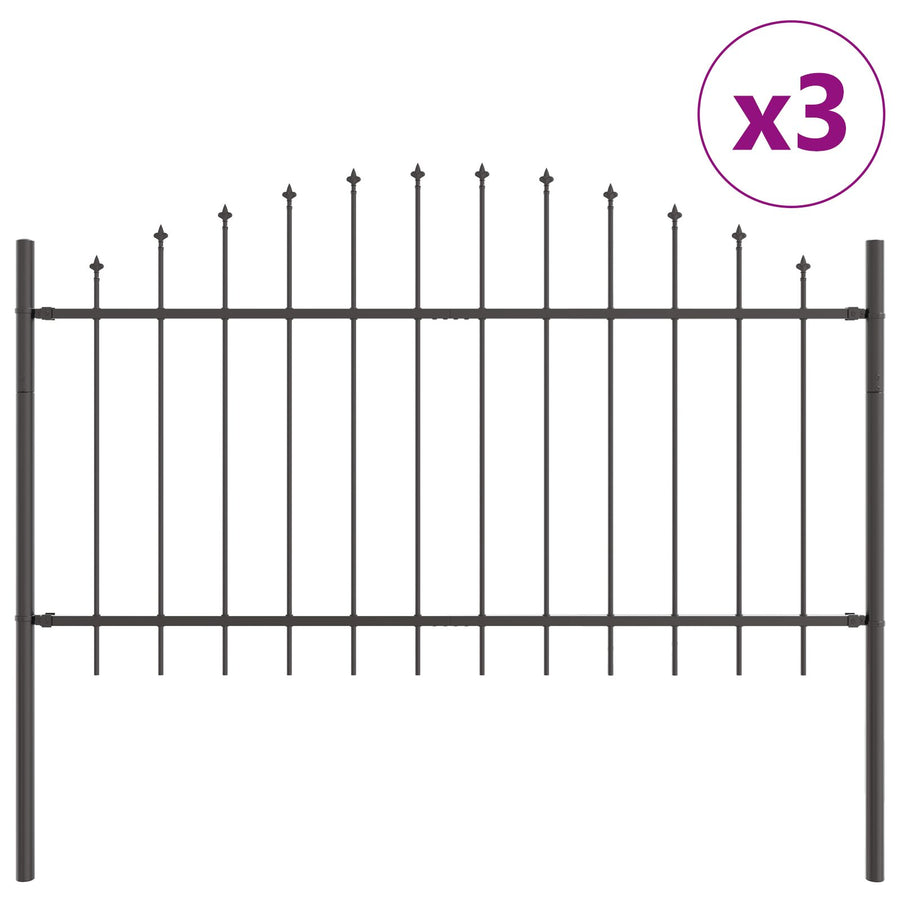 Tuinafscheiding Met Hoepel Top 5,1X1 M Staal Grijs 5.1 m 75-100 cm