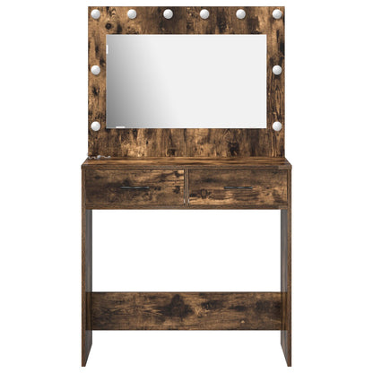 Dressing Table Met Led Lichten Gerookt Eiken 78.5 x 41 x 135 cm