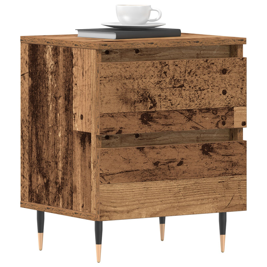 Nachttafels 2 Stuks Oud Hout 40X35X50 Cm Gelaagd Hout