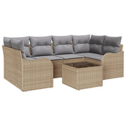 Loungeset 5 personen poly rattan beige