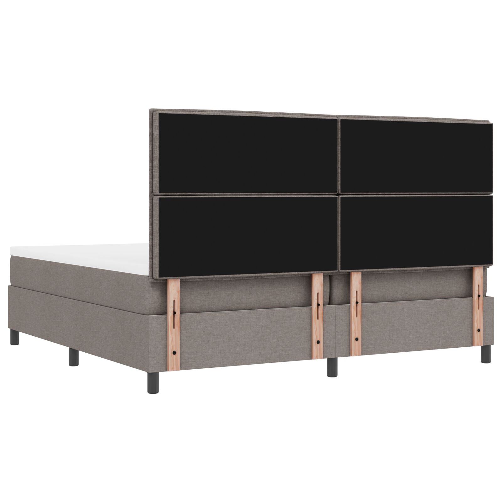 Boxspring Bed Met Matras & Bank Stof Taupe 200 x 200 cm Lijnen ontwerp