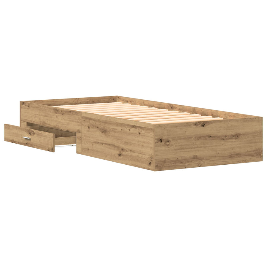 Bed Frame Artisan Eiken 90X190 Cm Engineered Wood Ambachtelijk Eiken