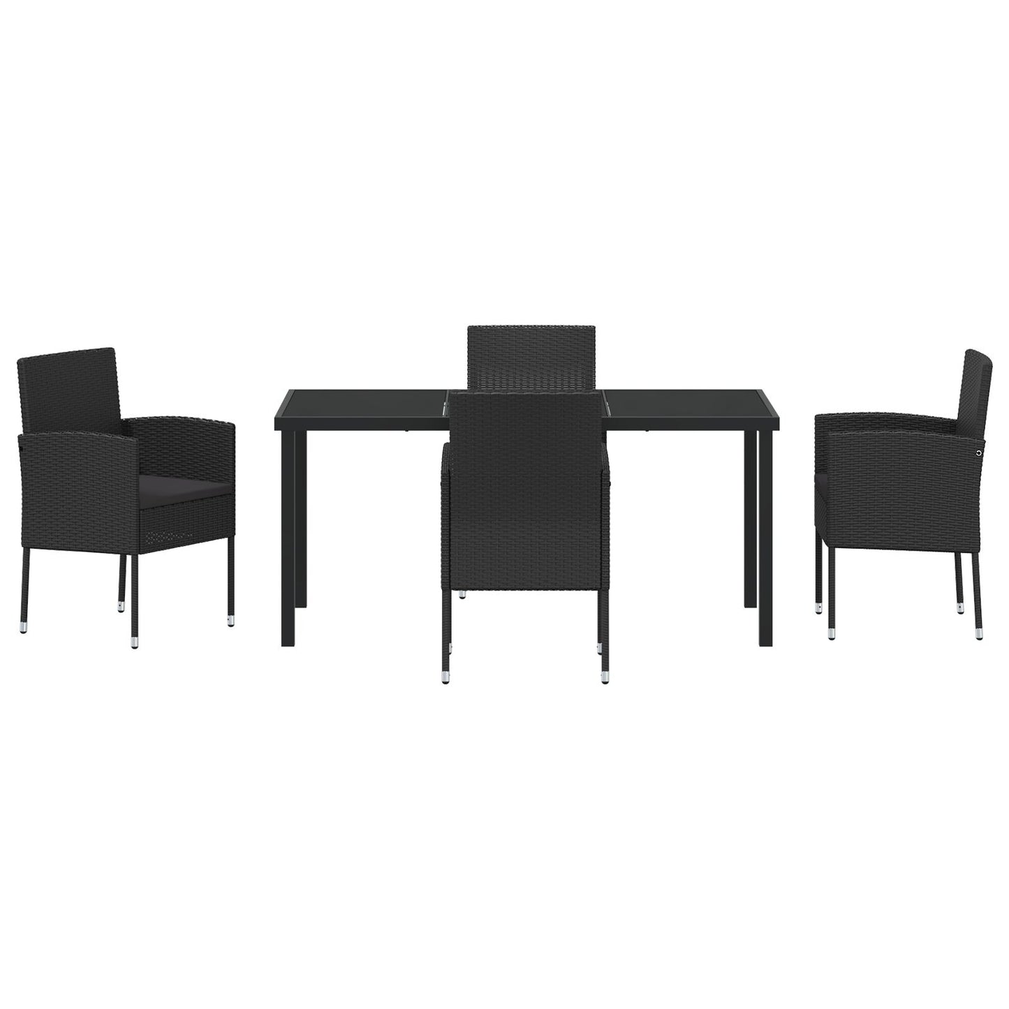 5-Delige Tuinset Met Kussens Zwarte Poly Rattan