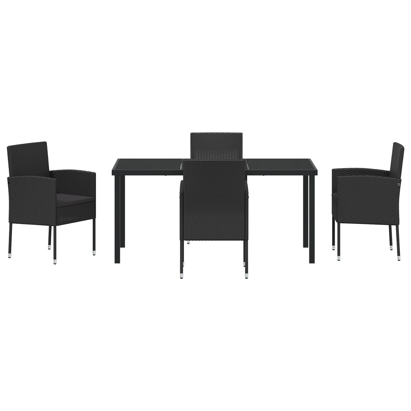 5-Delige Tuinset Met Kussens Zwarte Poly Rattan
