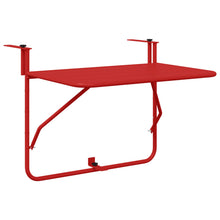 Vouwbare Balkon Tafel 60X40 Cm Staal Rood Lattenontwerp