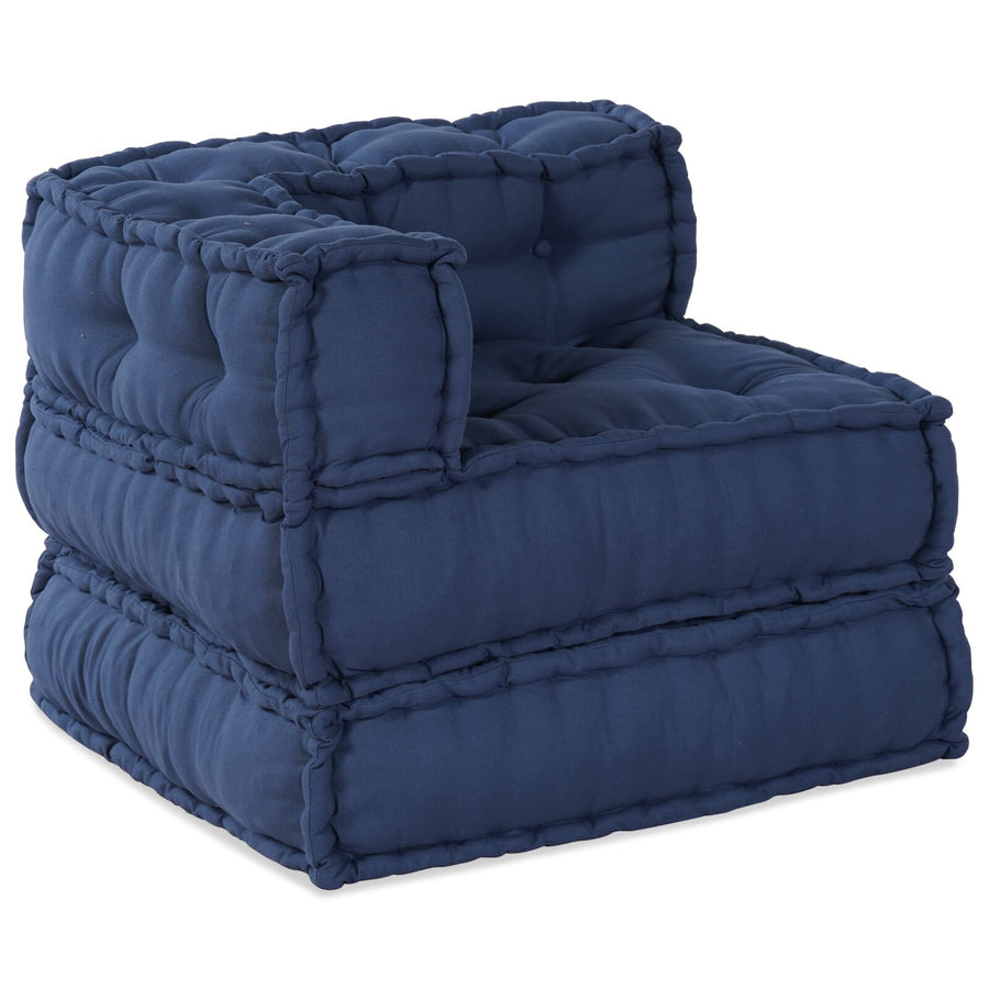 Modulair Poef Set Van 2 In Stof Indigo 70 x 70 x 54 cm 2x hoek