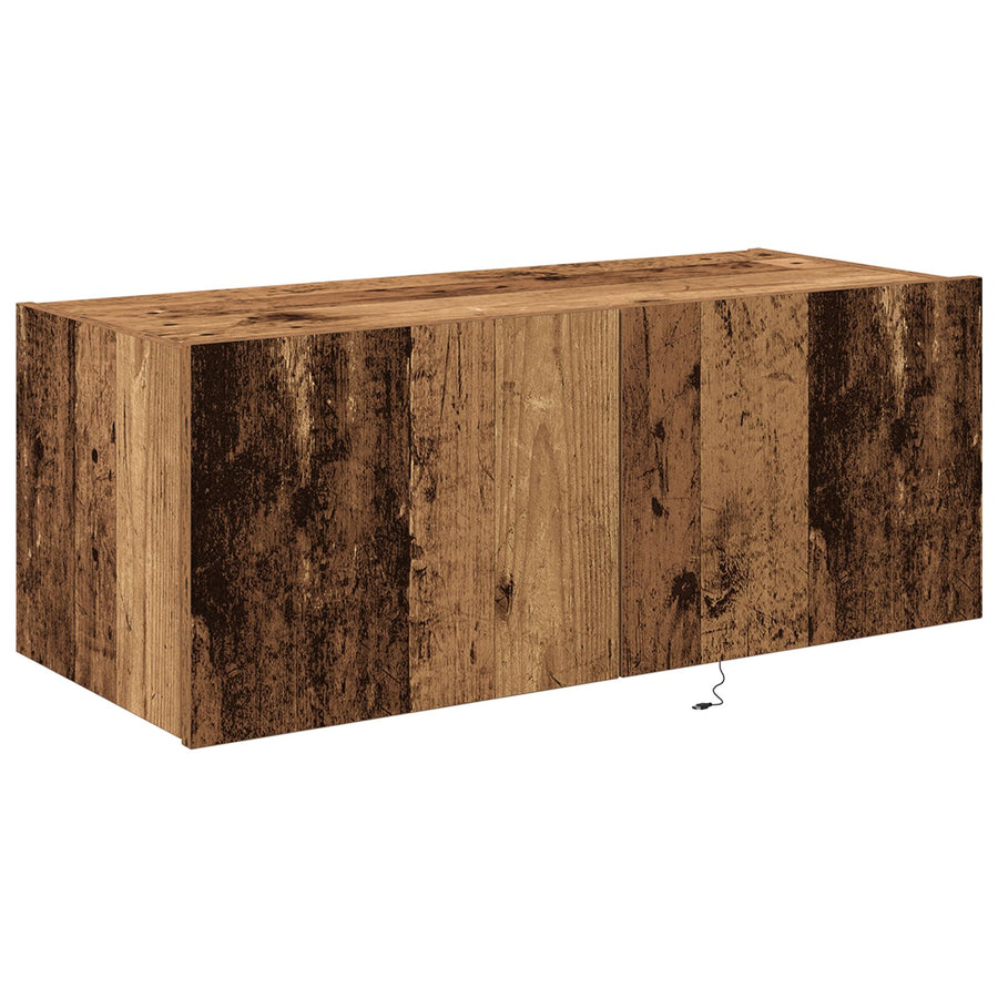 Tv Wandkast Met Led Verlichting Oud Hout 80X35X31 Cm