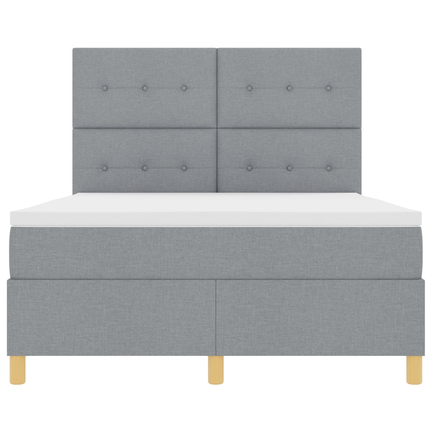 Boxspring Bed Met Matras Lichtgrijs 140X200 Cm Stof Blauw