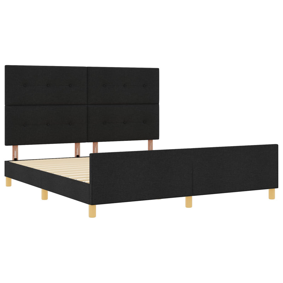 Bed Frame Zwart 180X200 Cm Stof Crème
