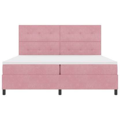Boxspring Bed Met Matras Roze 200X200 Cm Fluweel Blauw