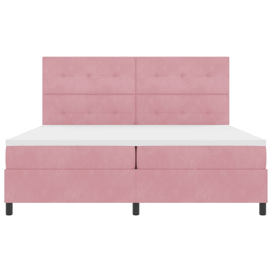 Boxspring Bed Met Matras Roze 200X200 Cm Fluweel Blauw