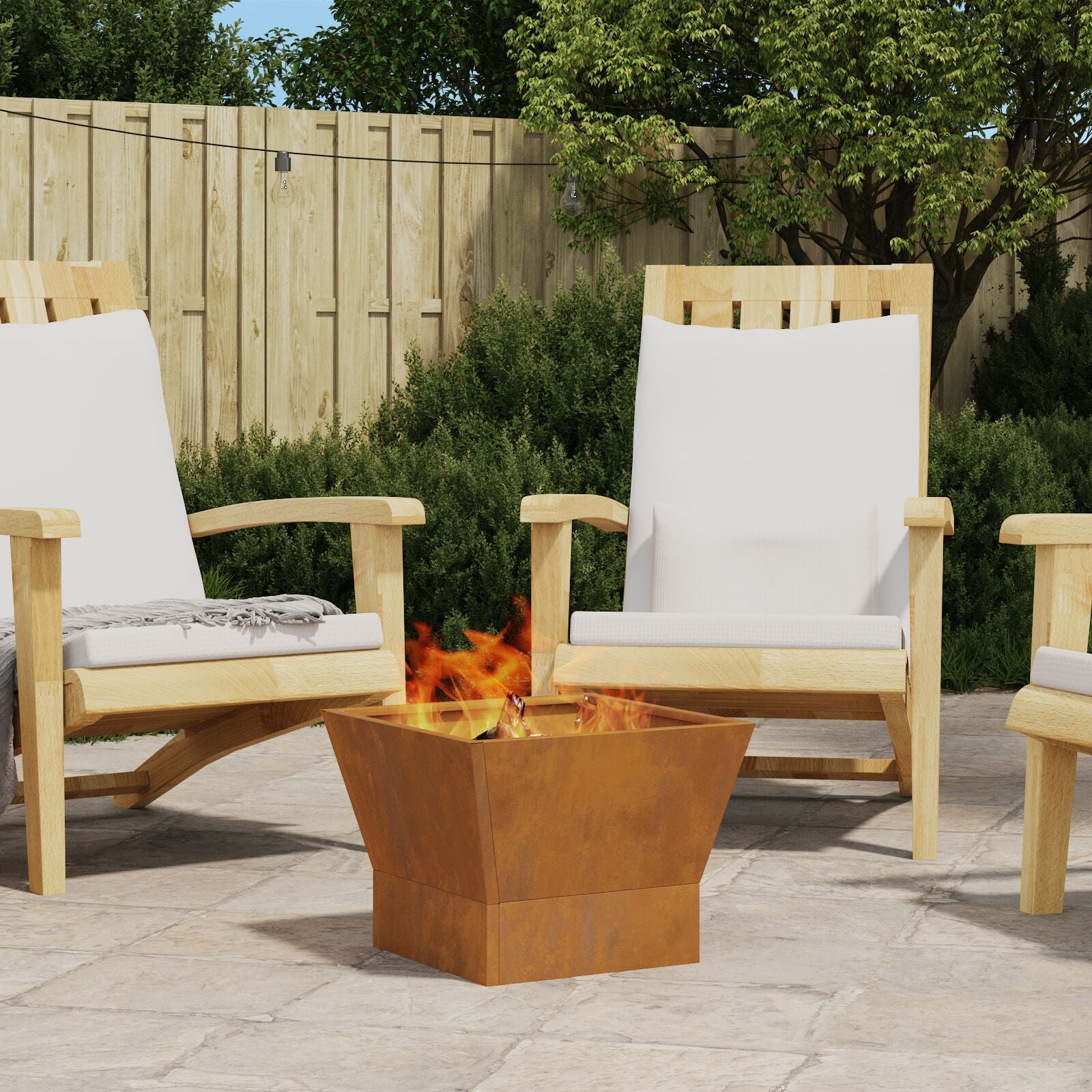 Vierkante Vuurkorf Verweerd Staal 40 x 40 x 30 cm Verweerd staal/Bruin