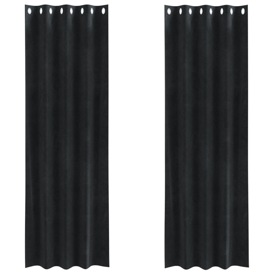E Verduisteringsgordijnen 2 Stuks Velvet Zwart 140 x 225 cm met oogjes