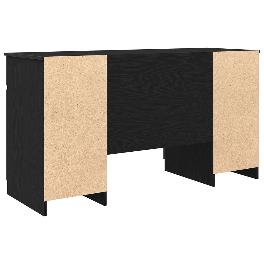 Bureau Zwart Eiken 140X49X76 Cm Bewerkt Hout
