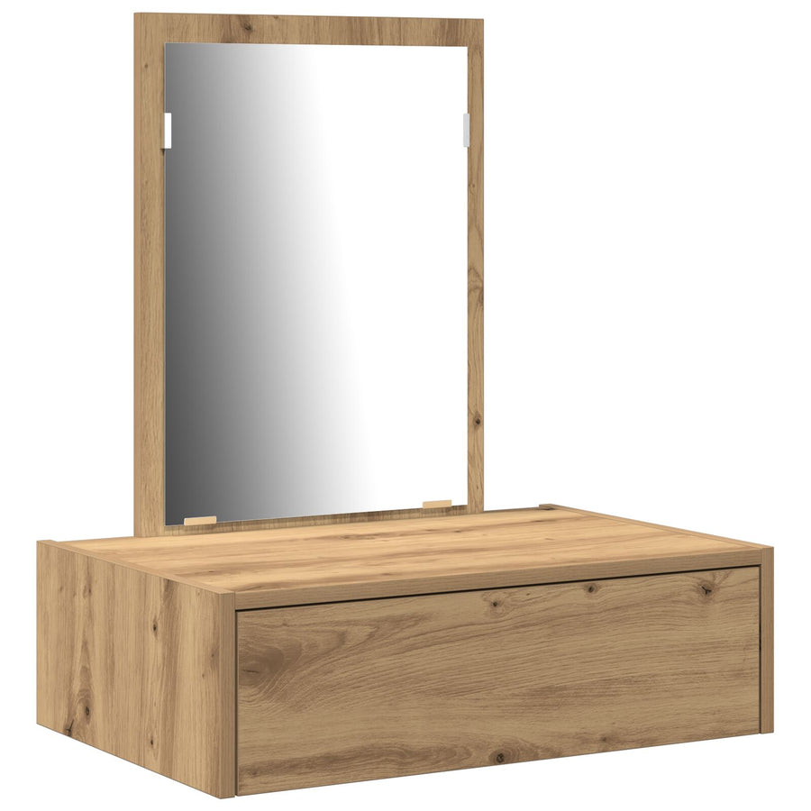 Wandgemonteerde Kaptafel 60 x 40 x 70 cm Ambachtelijk eiken zonder LED