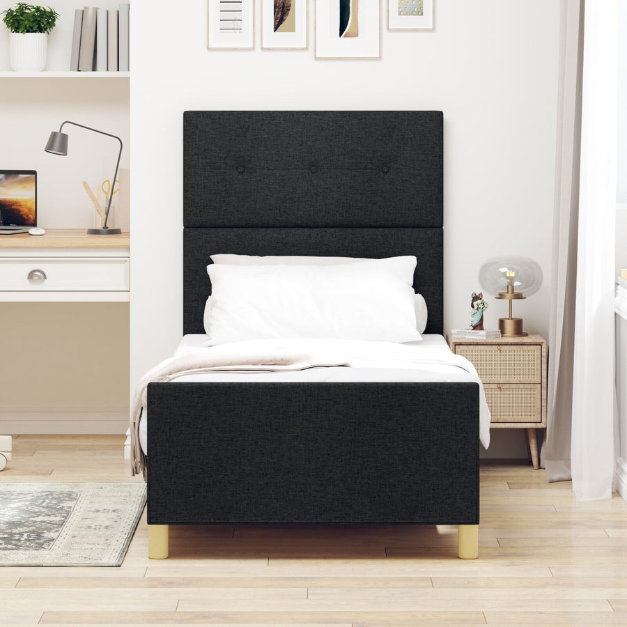 Zwarte Stof Bedframe 90X190 Cm Crème