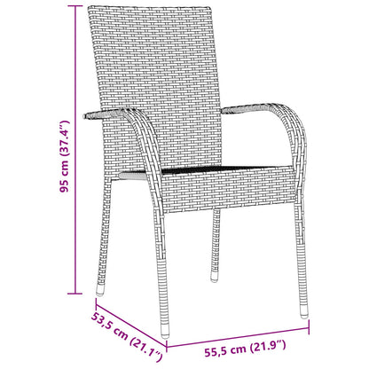 3-Delige Tuin Eetset Grijs Poly Rattan