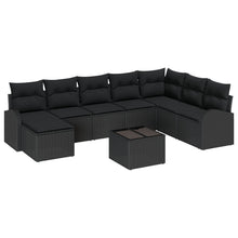 9-delige tuinsofa set met kussens beige poly rattan