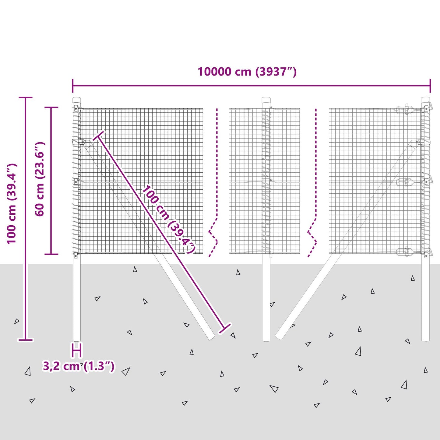 Lassen Draadhek Met 13 Palen Groen 0.6X100 M Staal Gegalvaniseerd Staal
