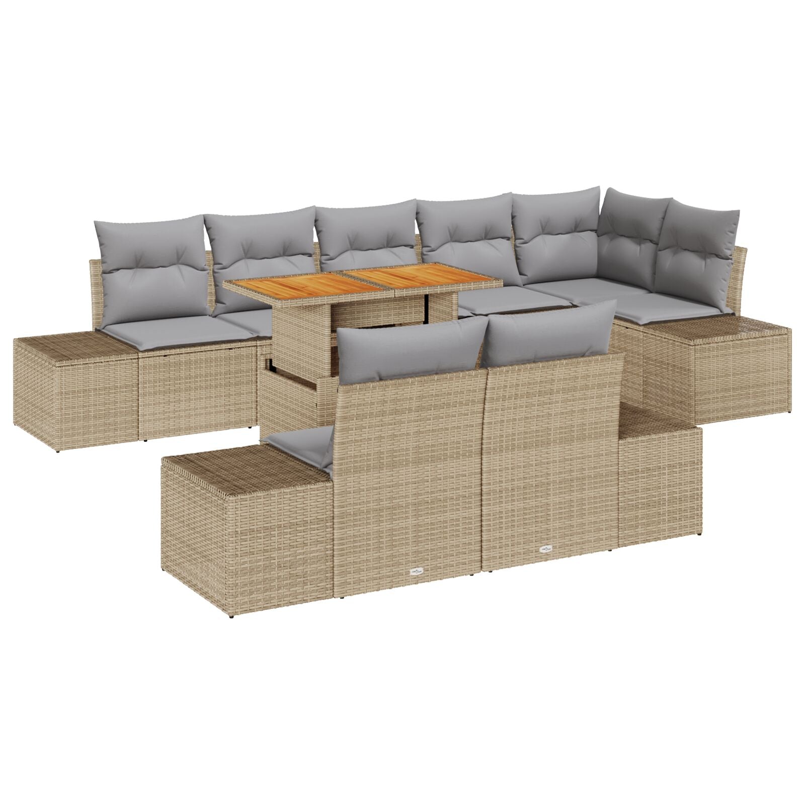 9-Delige Tuin Sofa Set Met Kussens Beige Poly Rattan