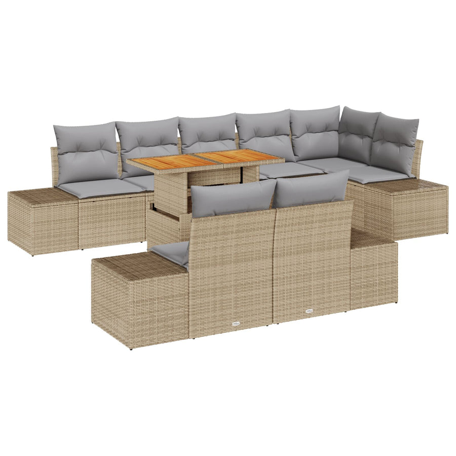 9-Delige Tuin Sofa Set Met Kussens Beige Poly Rattan