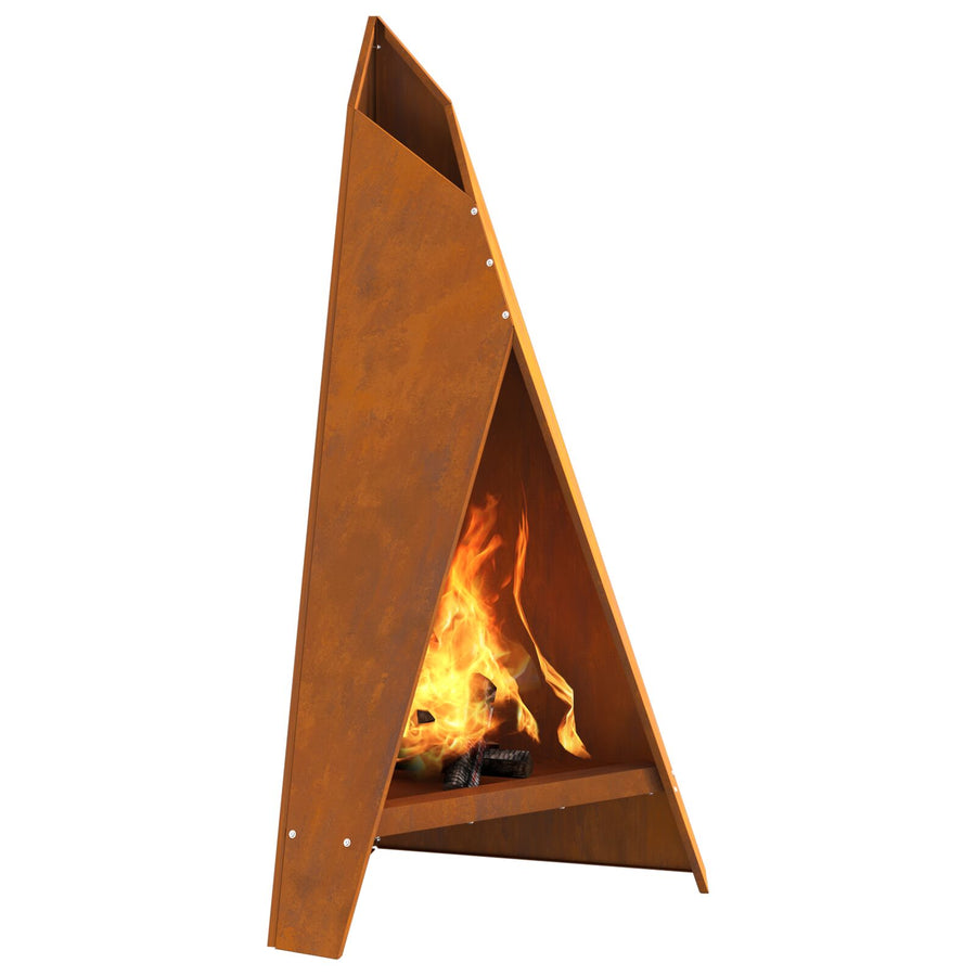 Vuurkorf Piramide Zwart 58X36X100 Cm Staal Verweerd staal/Bruin
