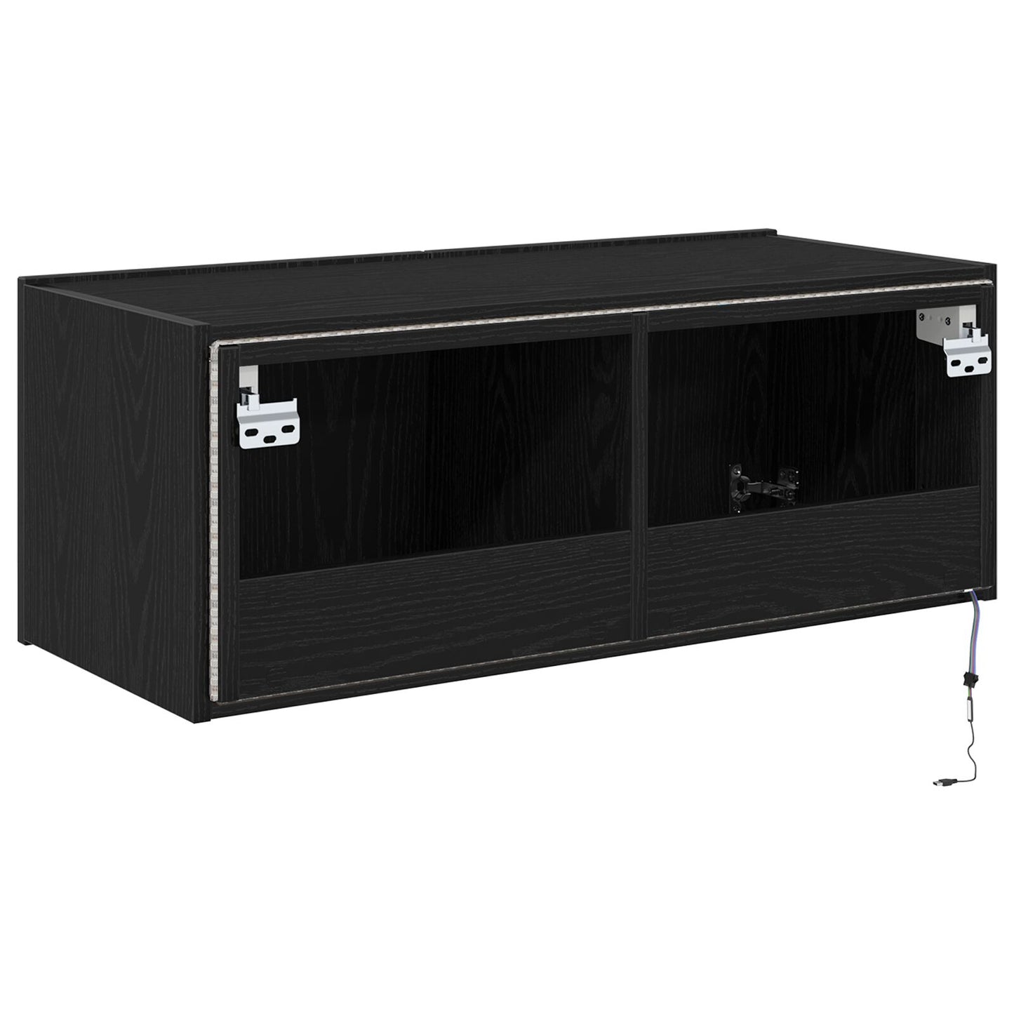 Tv Wandkast Met Led-Verlichting Zwart Eiken 80X35X31 Cm