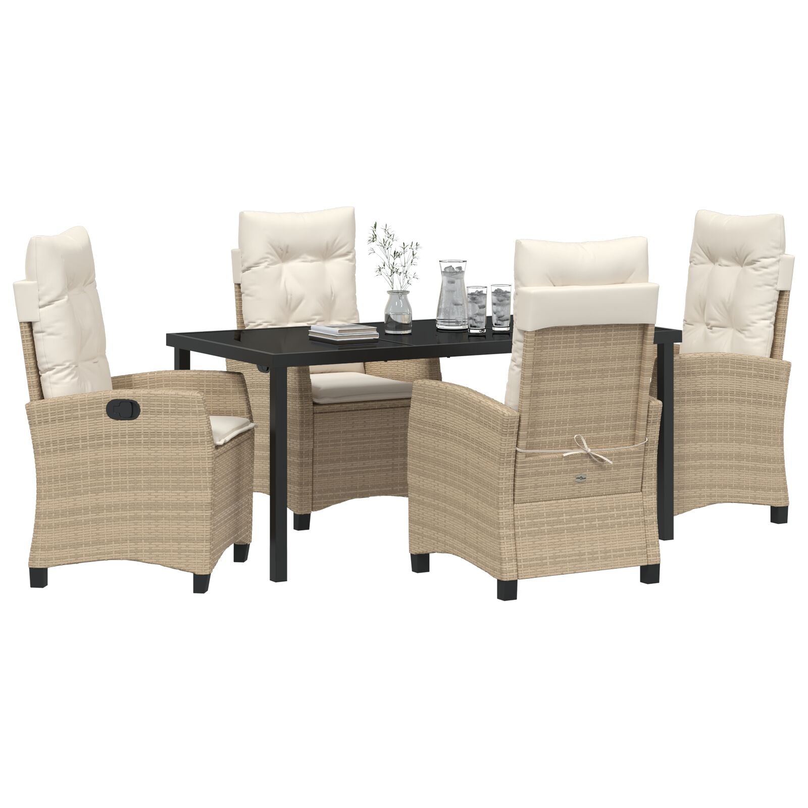 5-Delige Tuinset Met Kussens Beige Poly Rattan