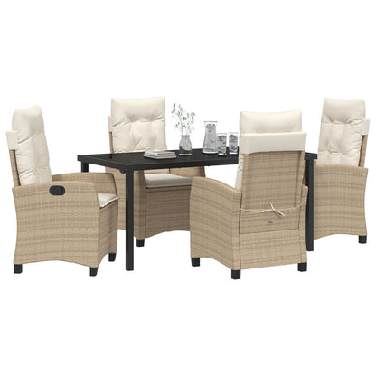 5-Delige Tuinset Met Kussens Beige Poly Rattan