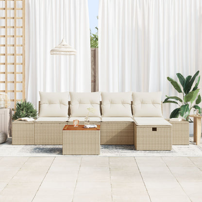 Tuin Sofa Set Set Van 6 Beige Rattan, Polyester, Staal Wit