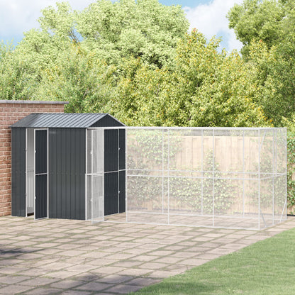Vogelvolière Met Uitschuifmodule Anthraciet Staal 210 x 619 x 247 cm