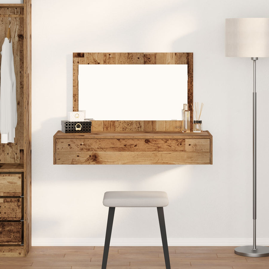 Wandkaptafel - Vintage Hout - 100 x 40 x 70 cm Oude hout zonder LED