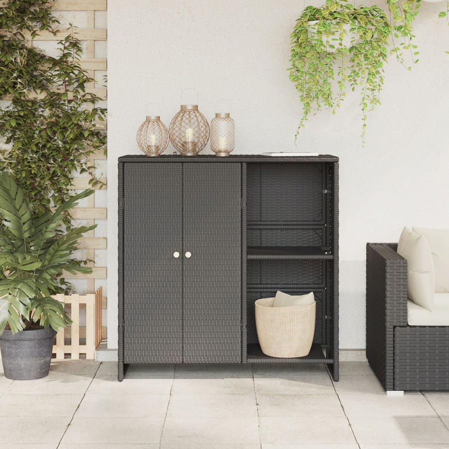 Opbergkast 100X36X102 Cm Riet Zwart