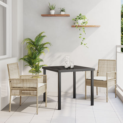 3-Delige Tuin Eetset Met Kussens Beige Poly Rattan