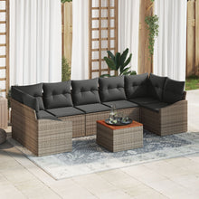 8 Delige Tuin Sofa Set Met Kussens Grijze Poly Rattan Acacia