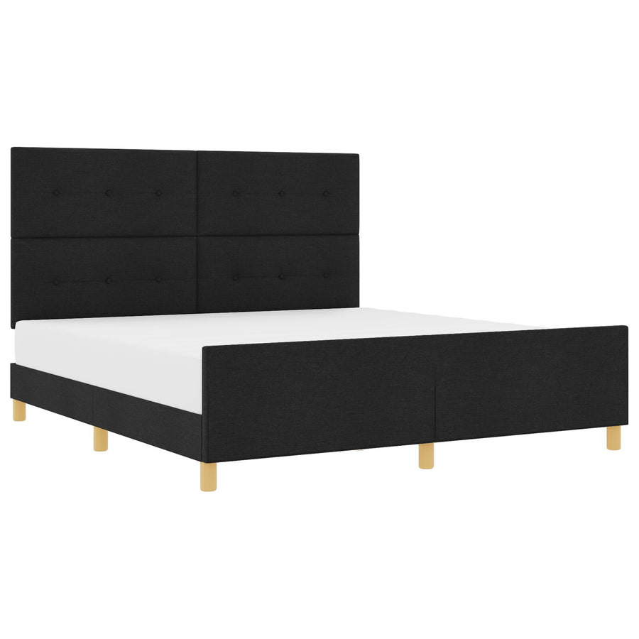 Bed Frame Zwart 180X200 Cm Stof Crème