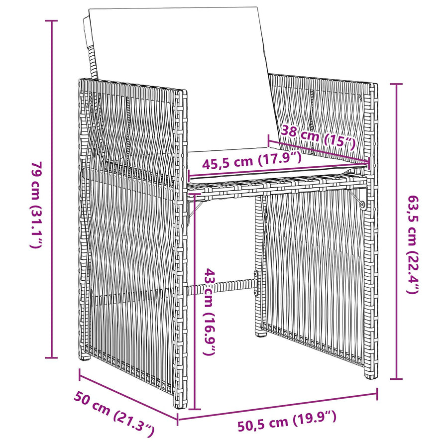 5-Delige Tuin Eettafelset Met Kussens Bruin Poly Rattan