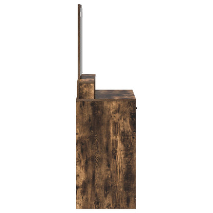 Make-Uptafel Met Lades 79 x 41 x 140 cm Gerookt eiken