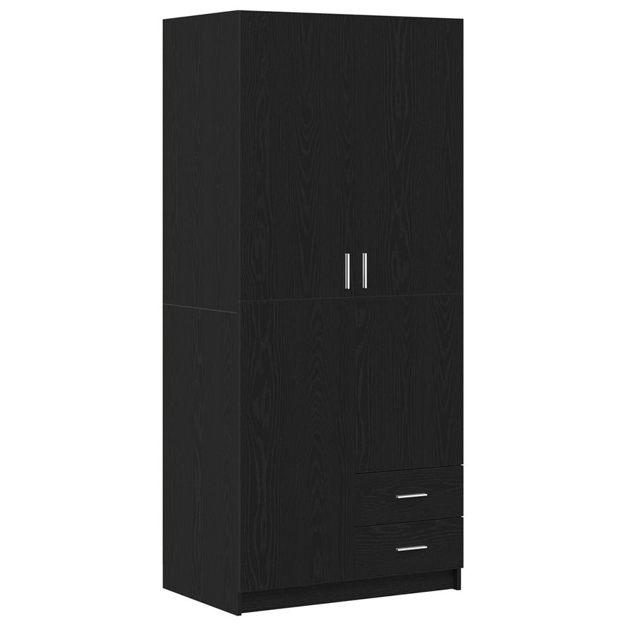 Kast Zwart Eiken 80X52X180 Cm Engineered Hout