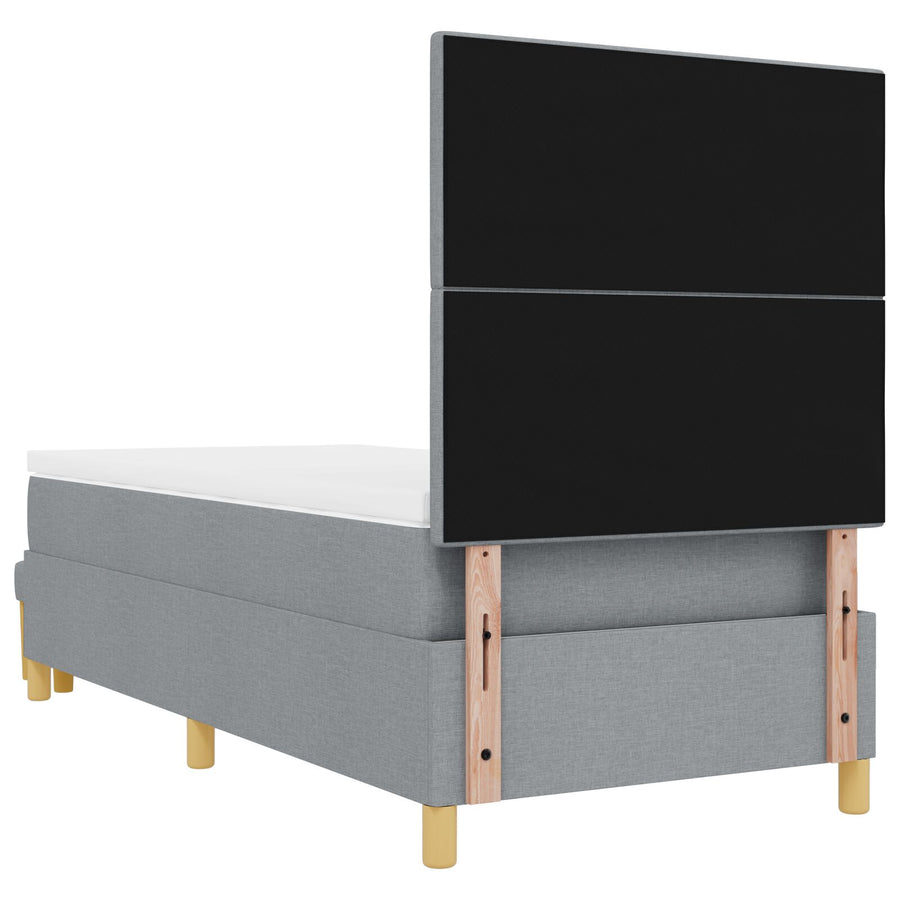 Boxspringbed Met Matras & Bank Stof Lichtgrijs 80 x 200 cm Knopen tufted