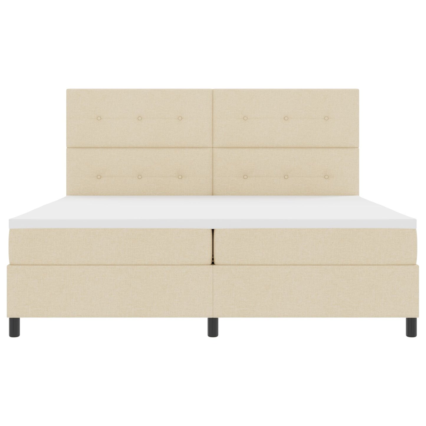 Boxspring Bed Met Matras Stof Crème 200 x 200 cm Knopen gestoffeerd