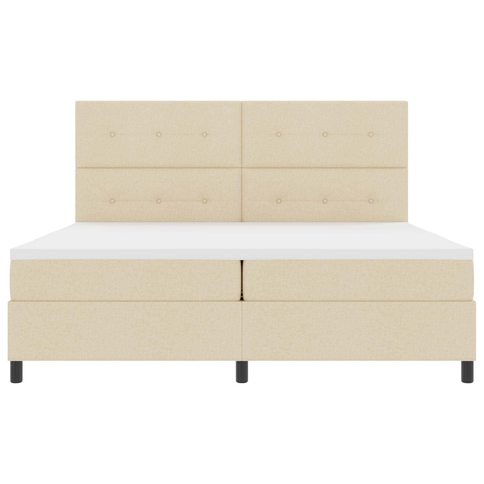 Boxspring Bed Met Matras Stof Crème 200 x 200 cm Knopen gestoffeerd