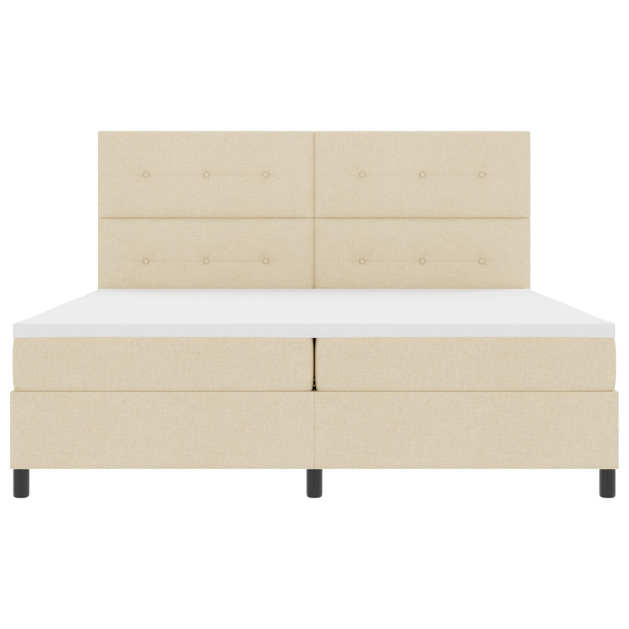 Boxspring Bed Met Matras Stof Crème 200 x 200 cm Knopen gestoffeerd