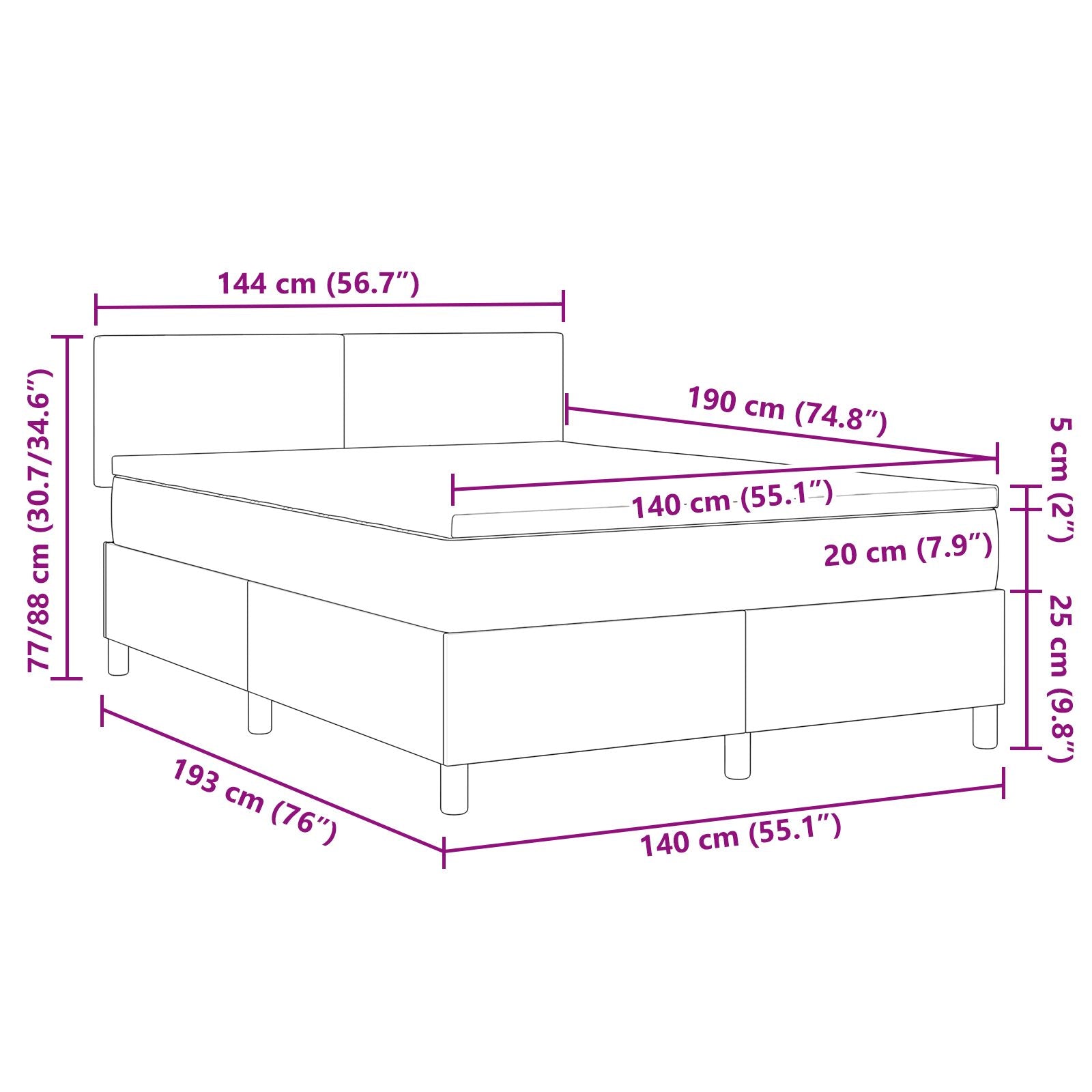 Boxspringbed Met Matras Lichtgrijs 140X200 Cm Corduroy Stof