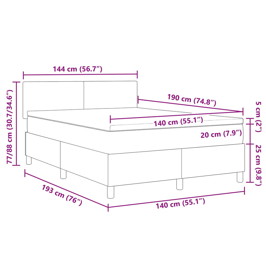 Boxspringbed Met Matras Lichtgrijs 140X200 Cm Corduroy Stof