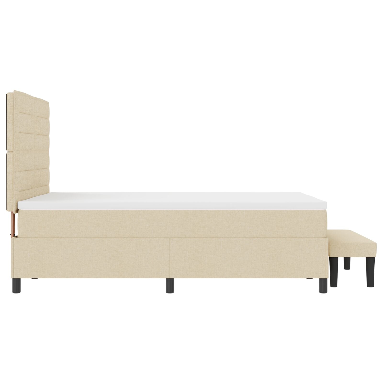 Boxspringbed Met Matras En Bank In Kleur Van Stof Crème 160 x 200 cm Lijnen ontwerp