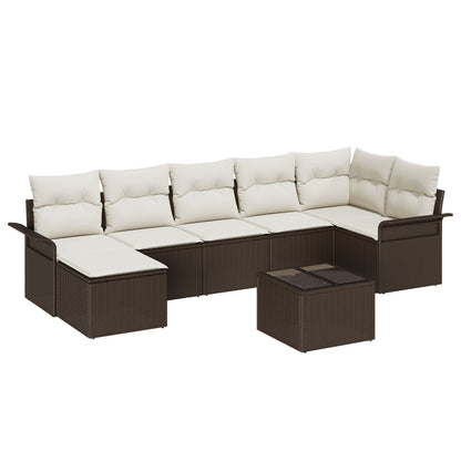 7-Delige Tuinsofa Set Met Kussens Grijs Poly Rattan