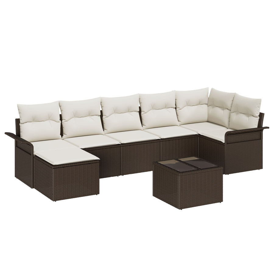 7-Delige Tuinsofa Set Met Kussens Grijs Poly Rattan